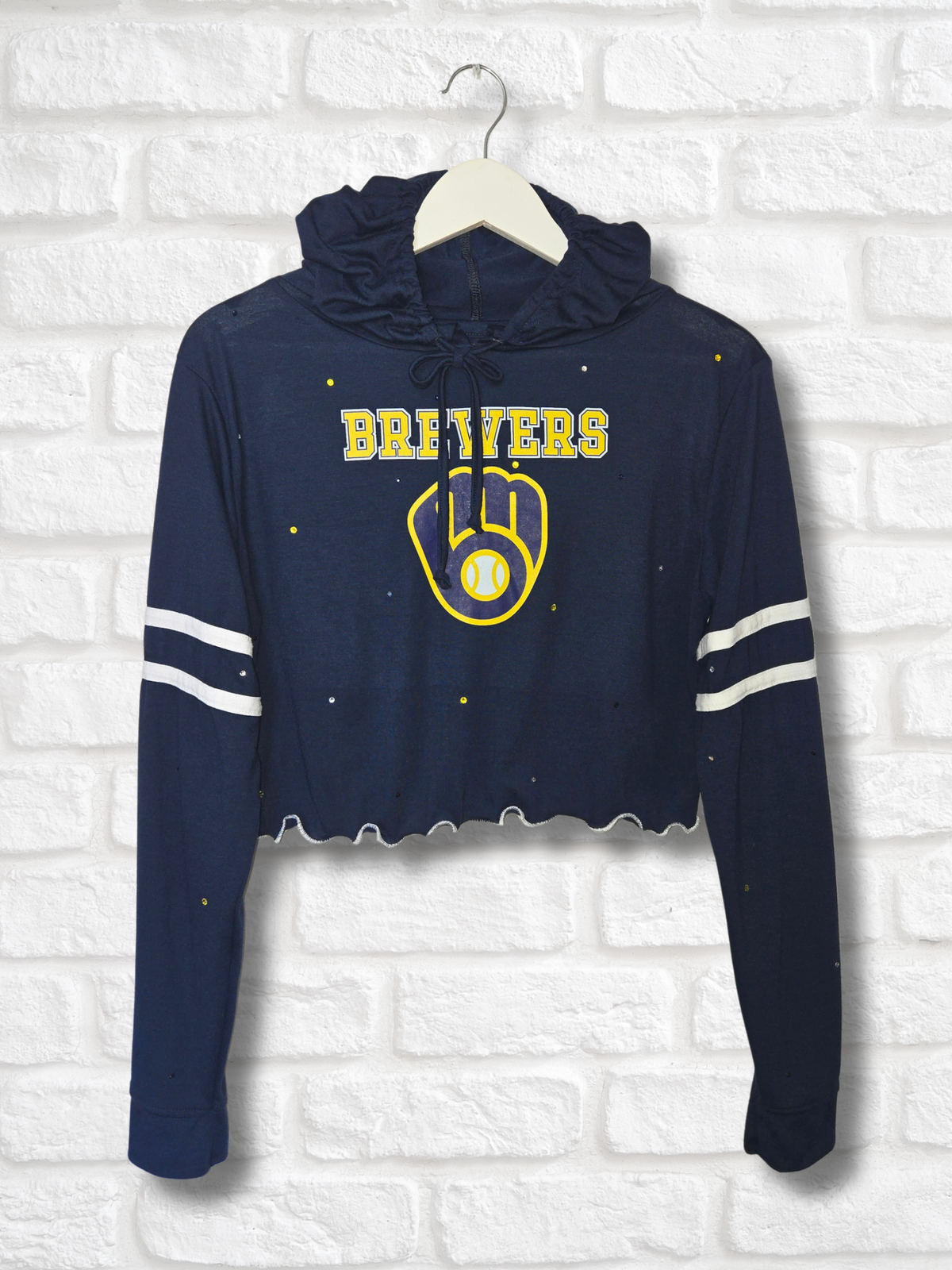 Milwaukee Brewers Ruffle Crop Top - Medium