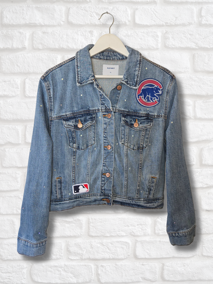Chicago Cubs Rhinestone Crop Jacket - Large