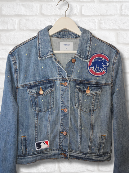 Chicago Cubs Rhinestone Crop Jacket - Large
