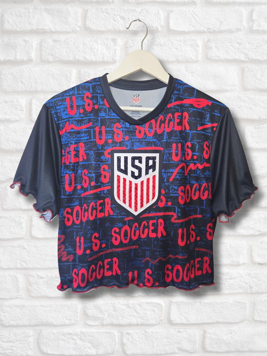 Team USA Ruffle Crop Top- Large