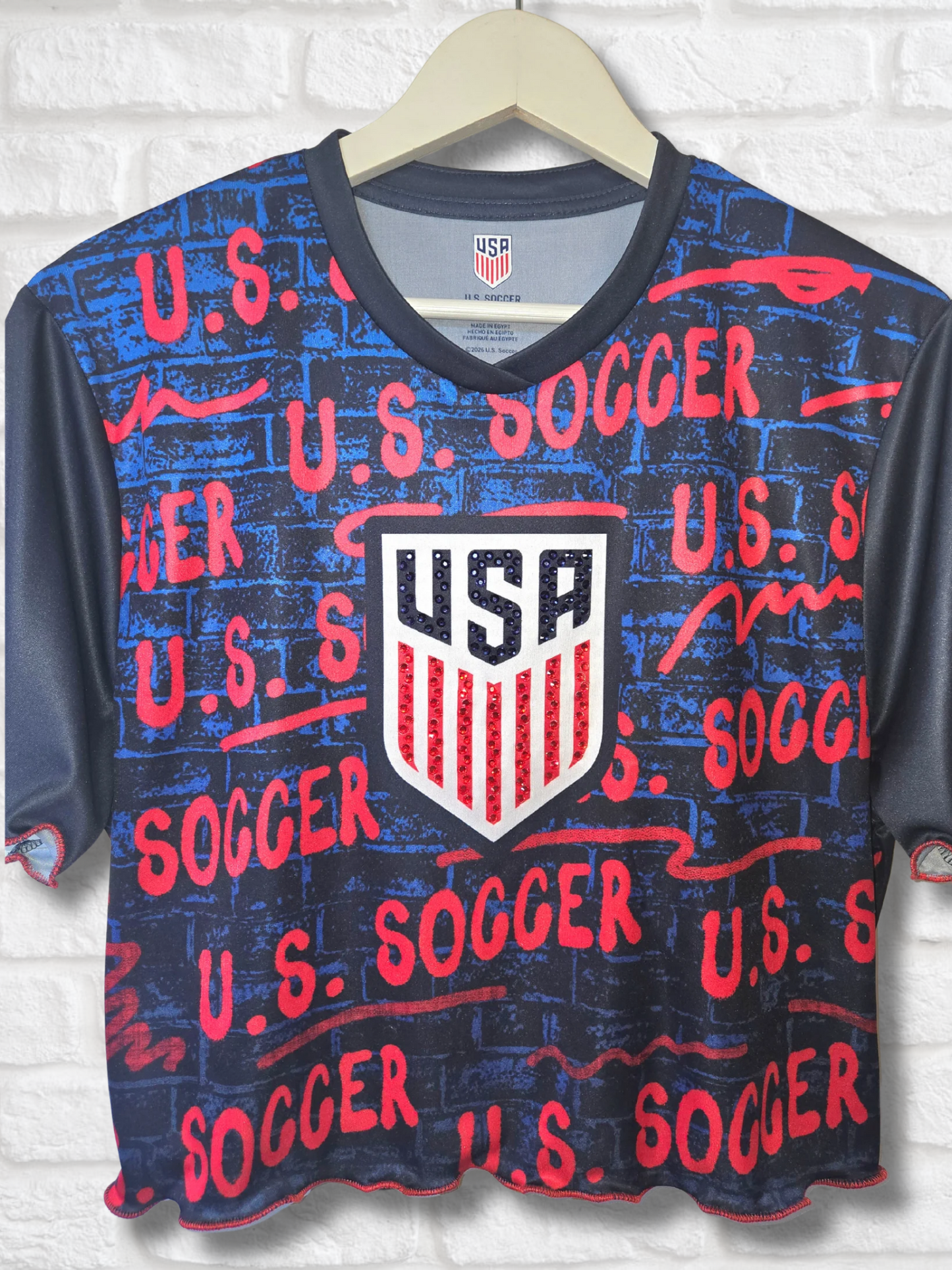 Team USA Ruffle Crop Top- Large