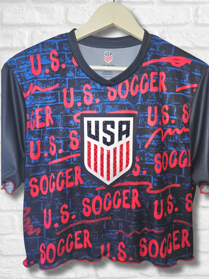 Team USA Ruffle Crop Top- Large