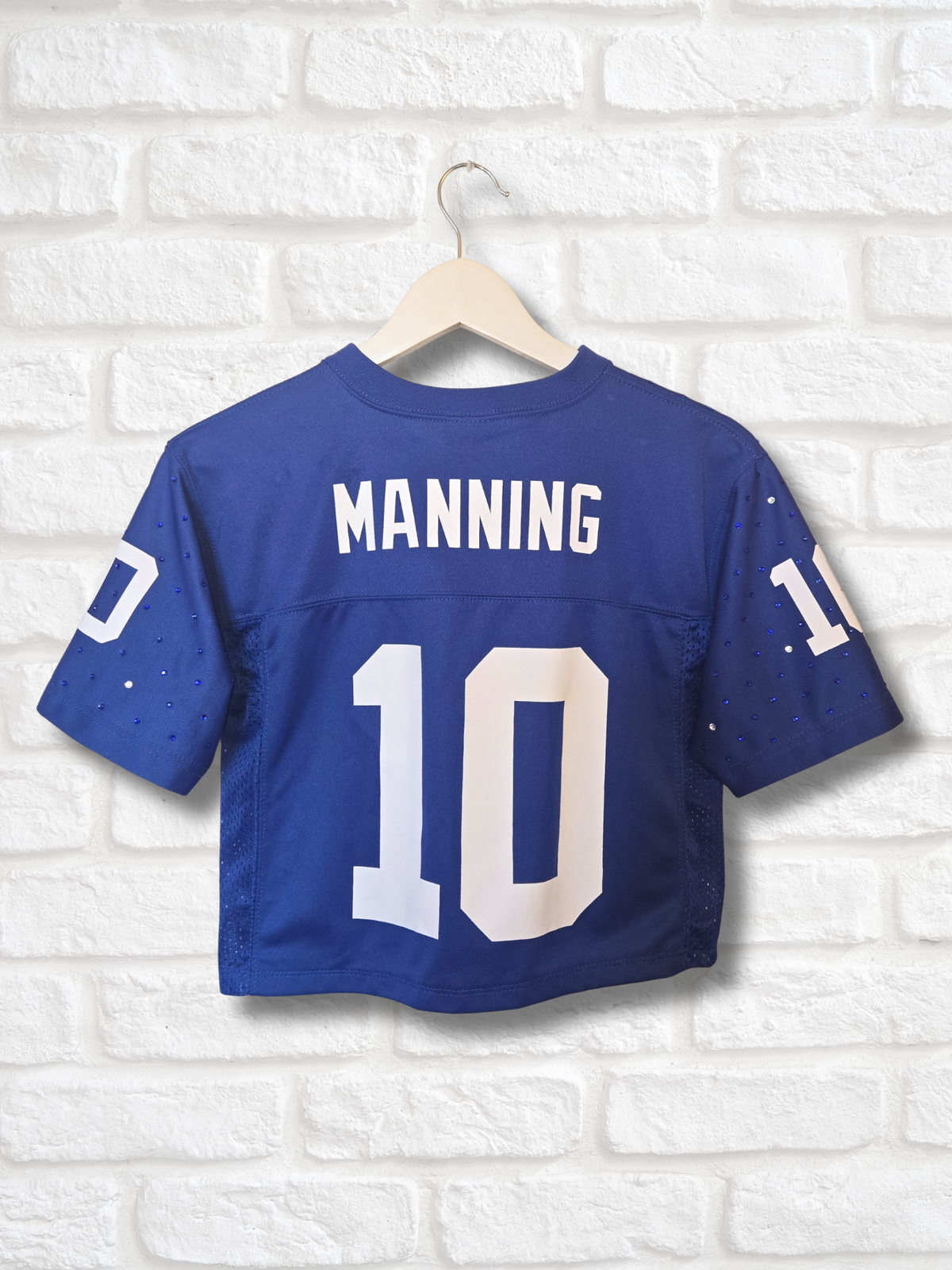 New York Giants Rhinestone Crop Jersey- Small