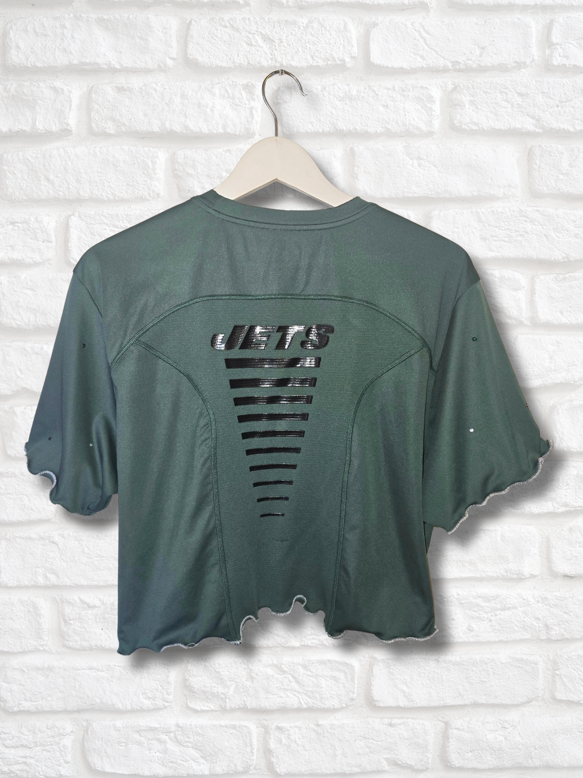 New York Jets Ruffle Crop Top - Large