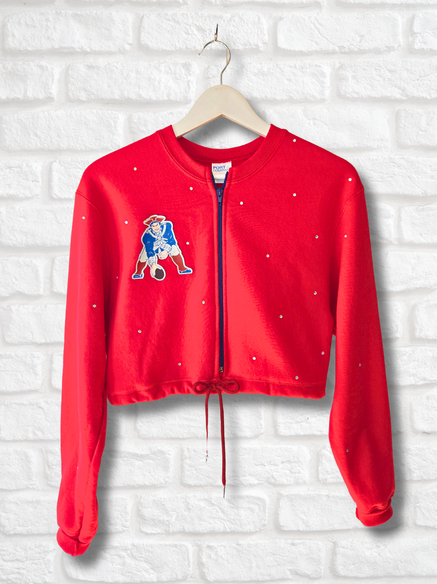 New England Patriots Crop Zip-Up Sweatshirt