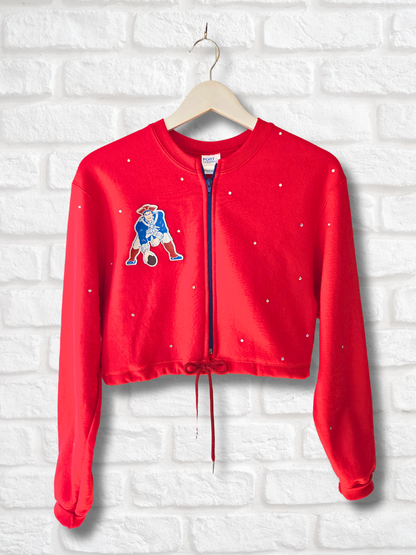 New England Patriots Crop Zip-Up Sweatshirt