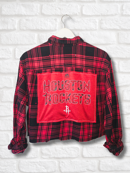 Houston Rockets Rhinestone Crop Flannel - Medium