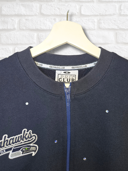 Seattle Seahawks Crop Zip-Up Sweatshirt- Medium