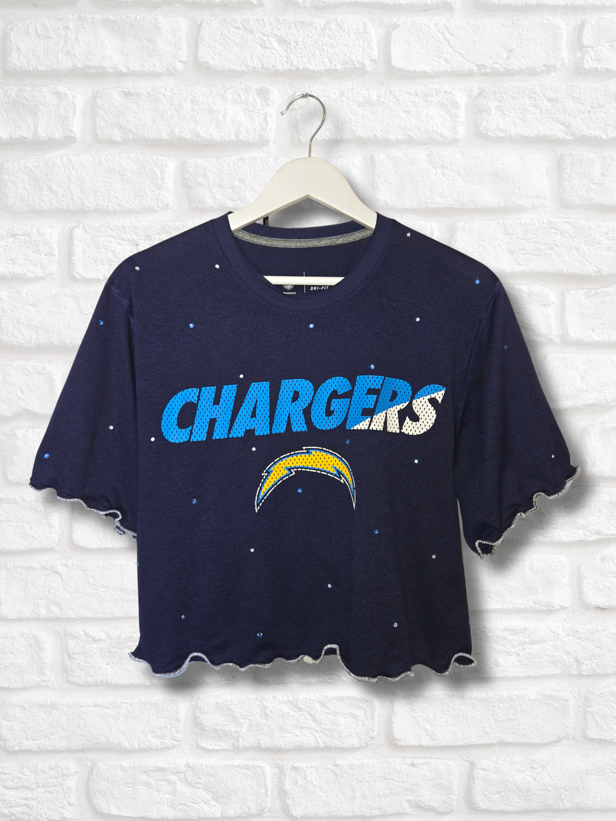 Los Angeles Chargers Ruffle Crop Top - Large