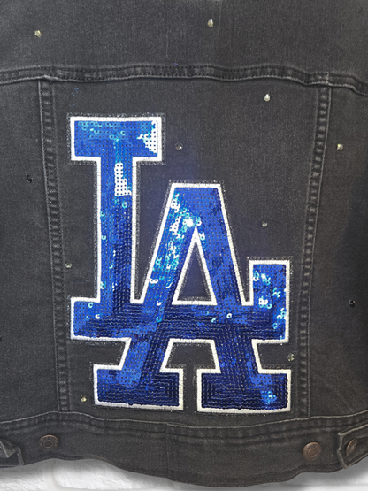 Los Angeles Dodgers Crop Denim Jacket- M/L