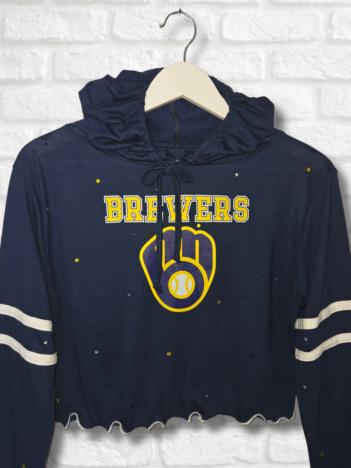 Milwaukee Brewers Ruffle Crop Top - Medium