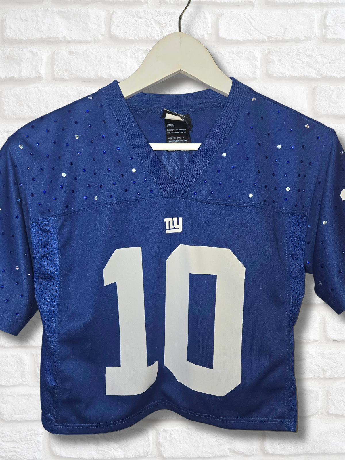 New York Giants Rhinestone Crop Jersey- Small