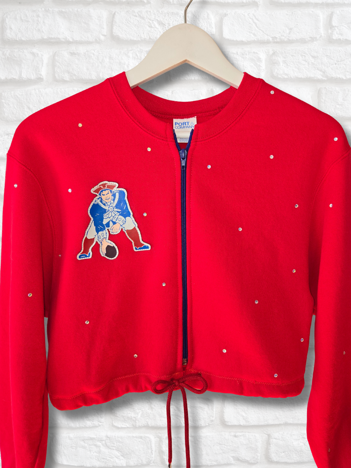 New England Patriots Crop Zip-Up Sweatshirt
