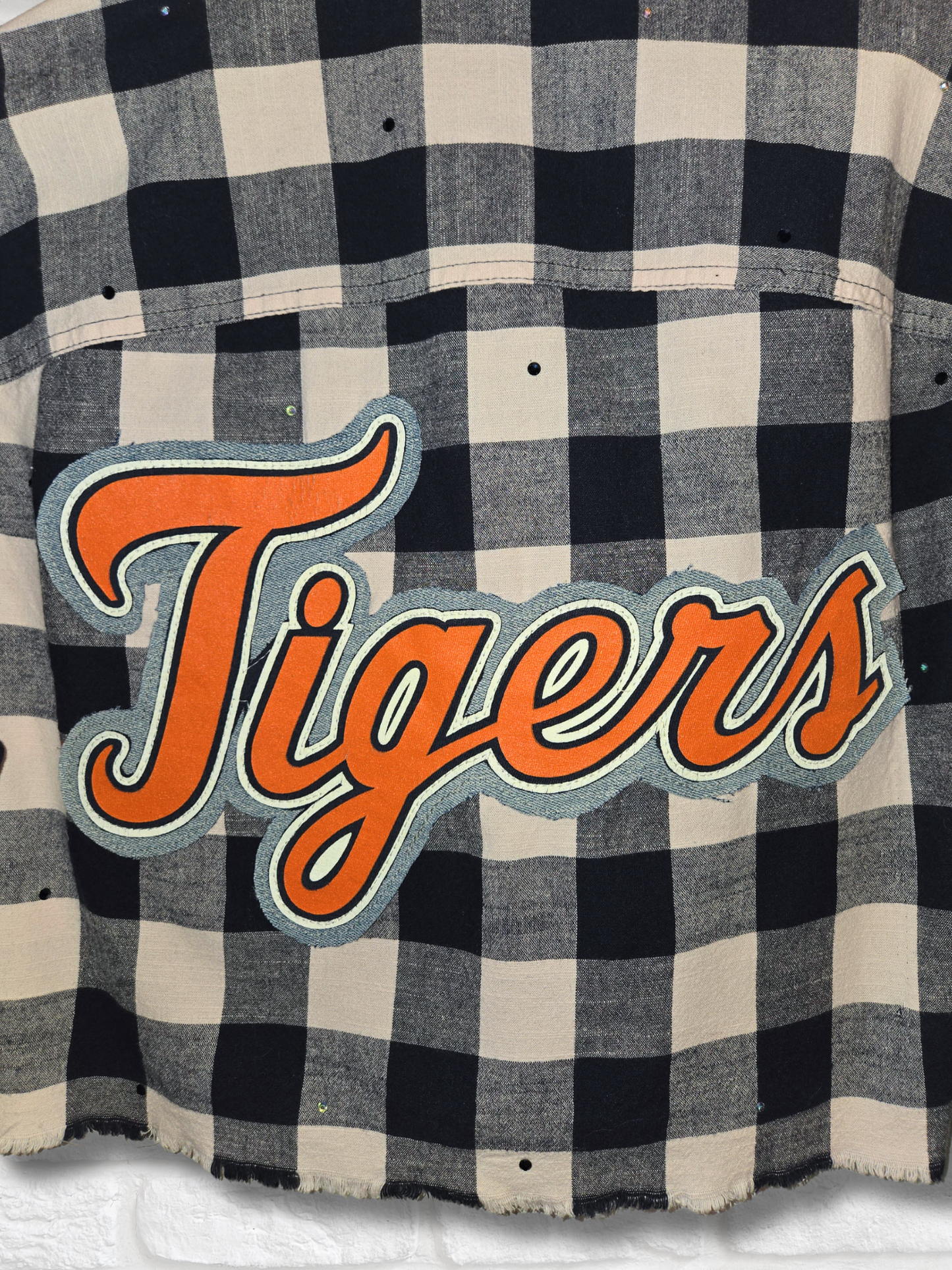 Detroit Tigers Rhinestone Crop Flannel