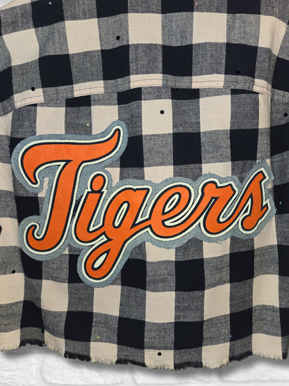 Detroit Tigers Rhinestone Crop Flannel