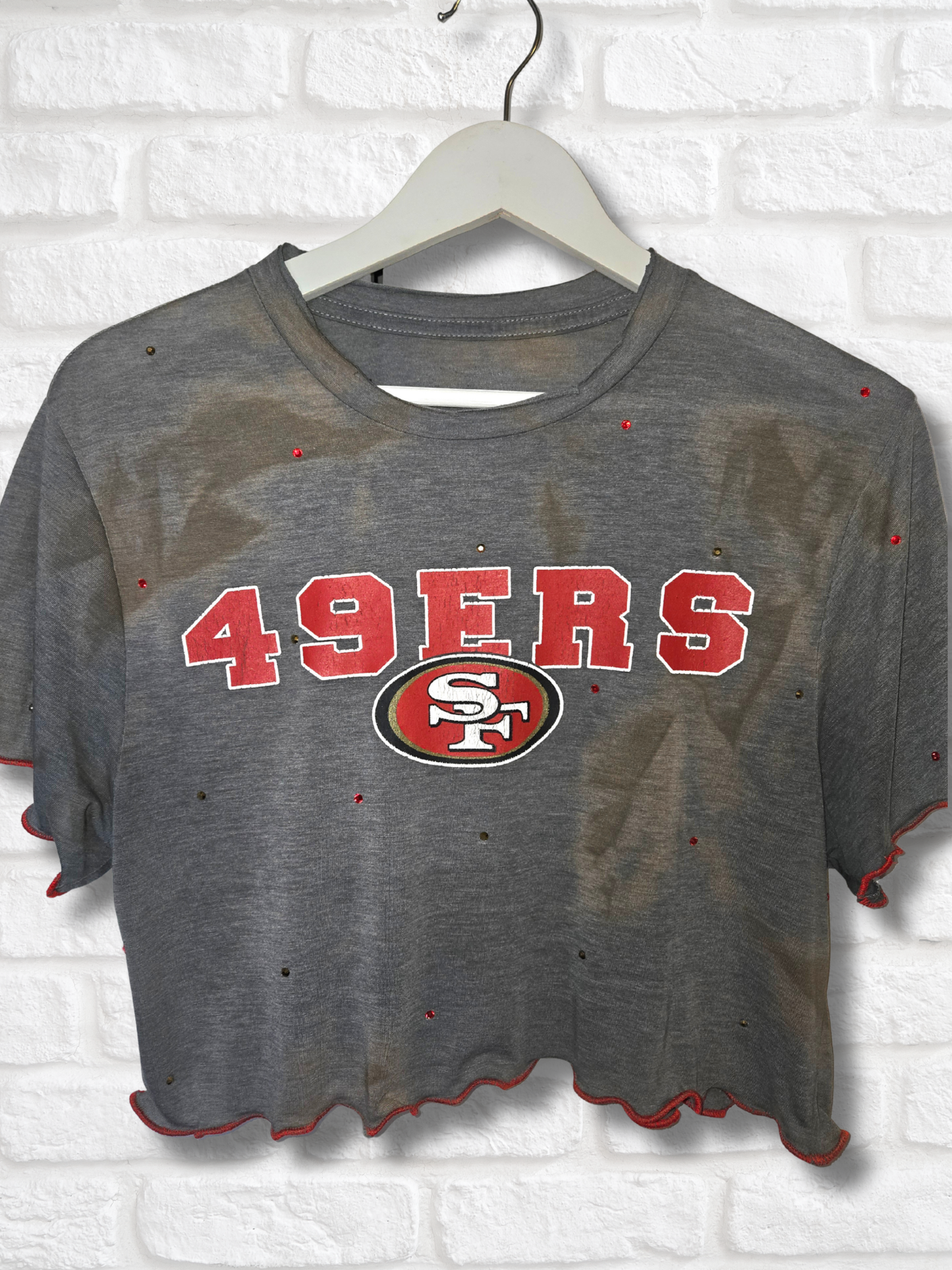 San Francisco 49ers Ruffle Crop Top - Medium