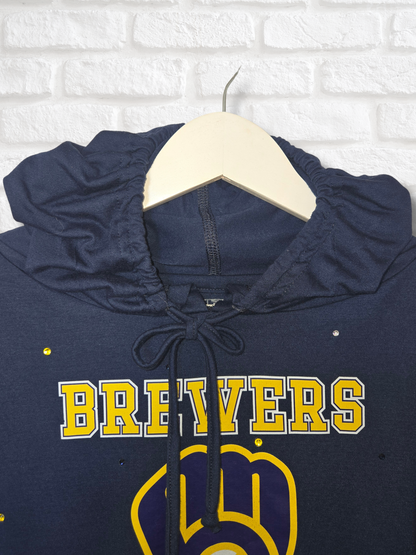 Milwaukee Brewers Ruffle Crop Top - Medium