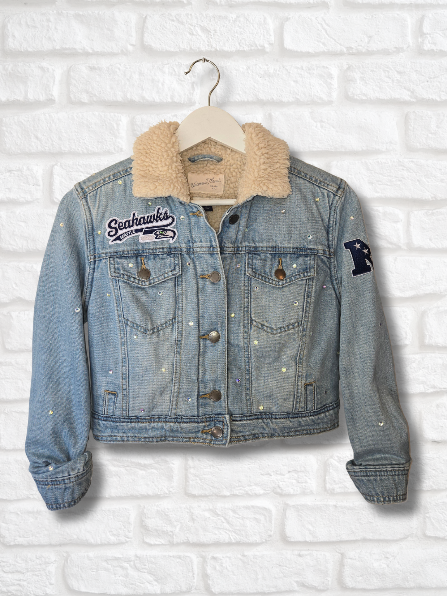 Seattle Seahawks Sherpa Lined Crop Denim Jacket