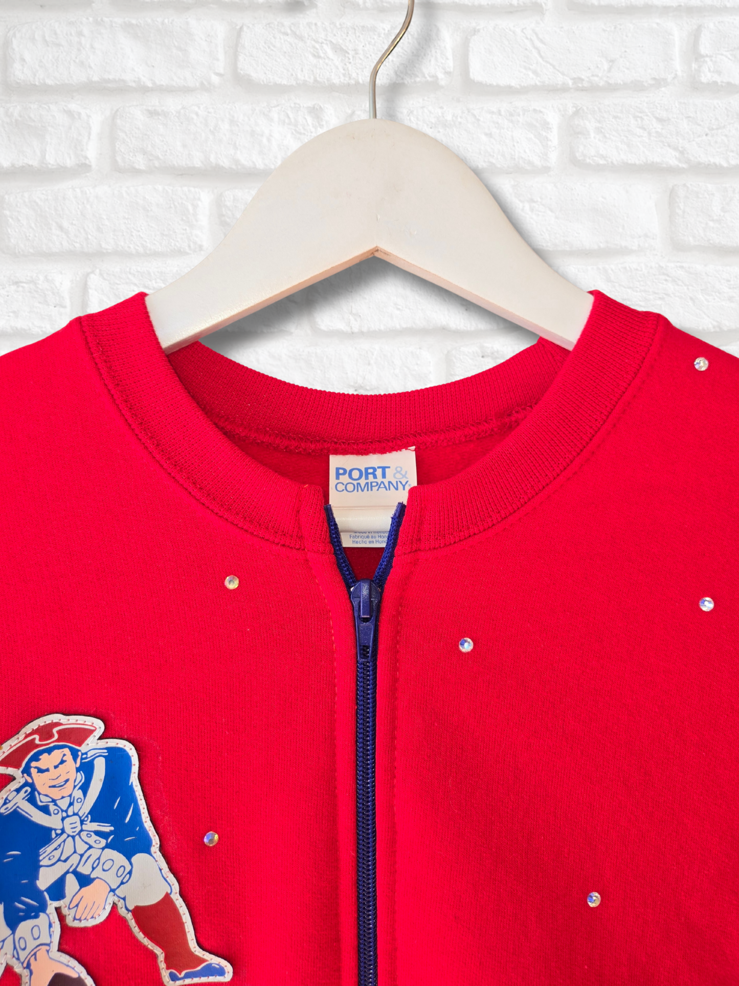 New England Patriots Crop Zip-Up Sweatshirt