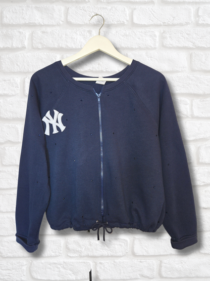 New York Yankees Crop Zip-Up Sweatshirt