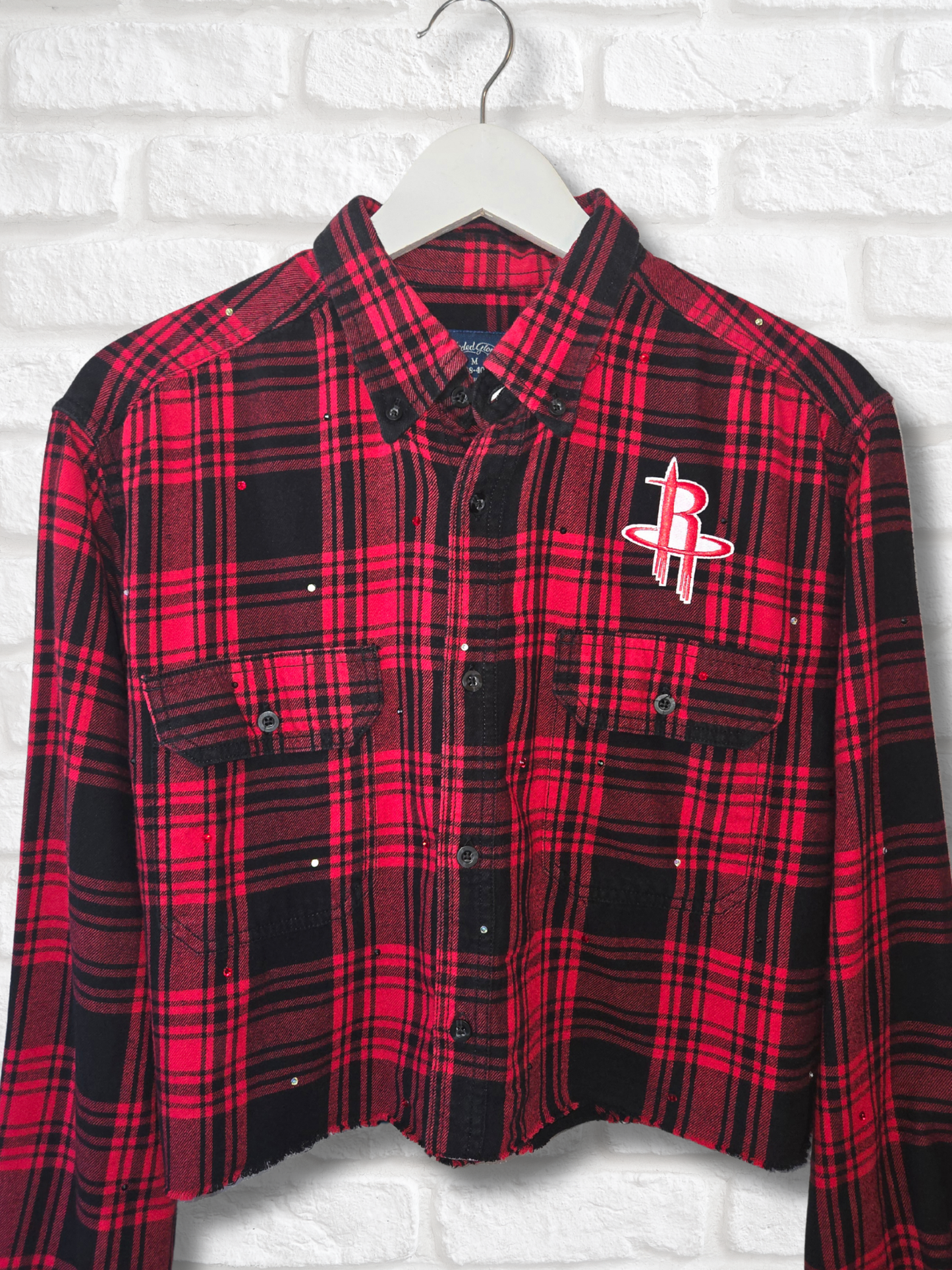 Houston Rockets Rhinestone Crop Flannel - Medium