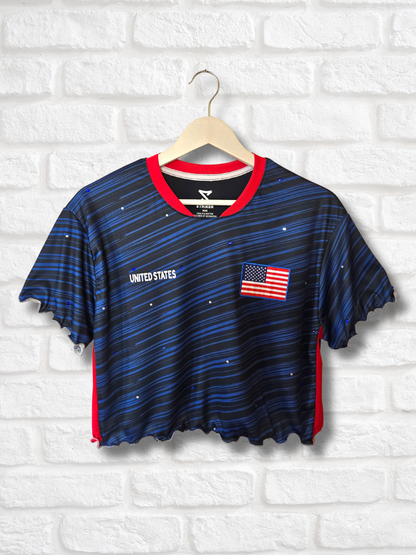 Team USA Ruffle Crop Top