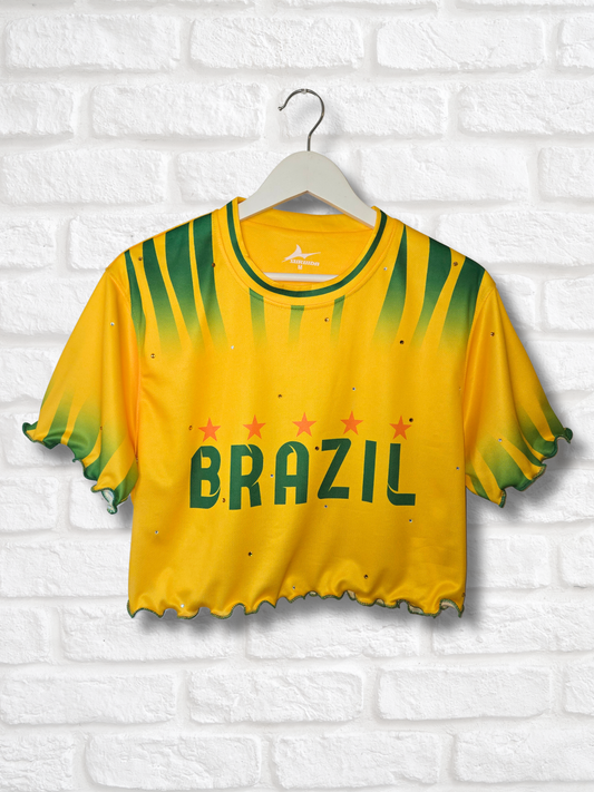Team Brazil Ruffle Crop Top