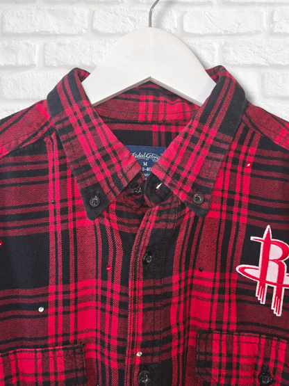 Houston Rockets Rhinestone Crop Flannel - Medium