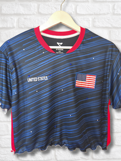 Team USA Ruffle Crop Top