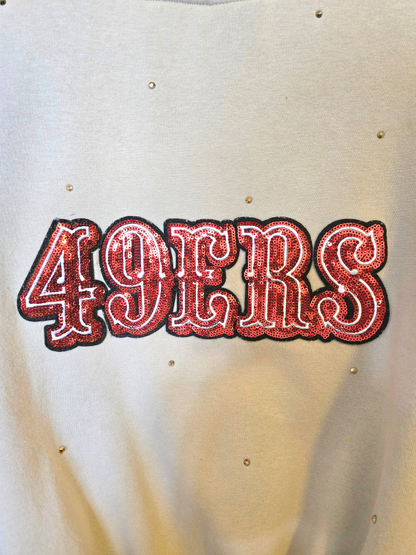 San Francisco 49ers Crop Zip-Up Sweatshirt- Large