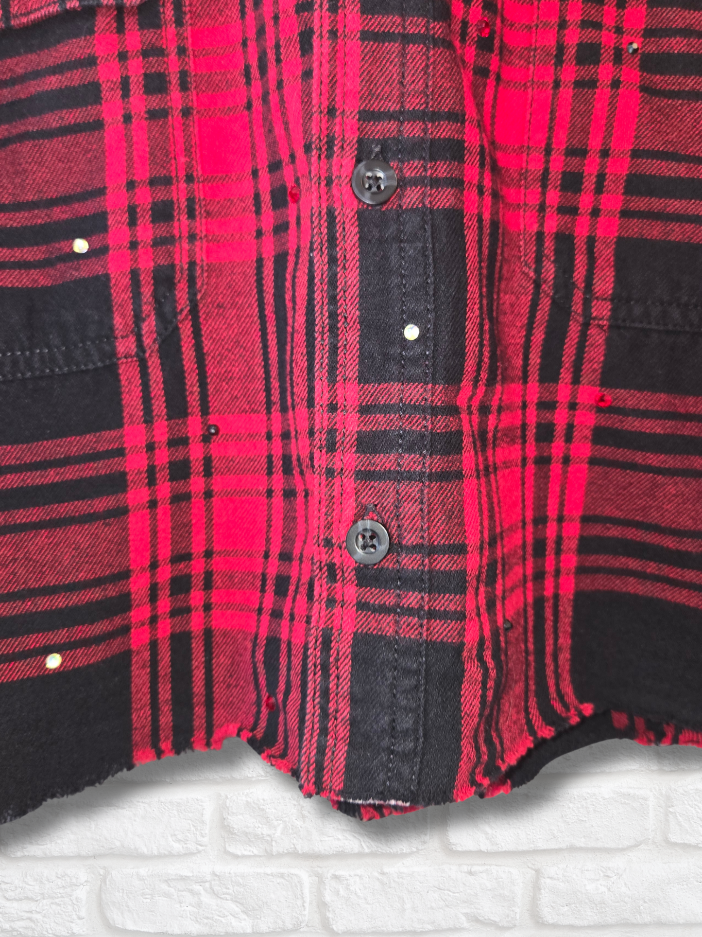 Houston Rockets Rhinestone Crop Flannel - Medium