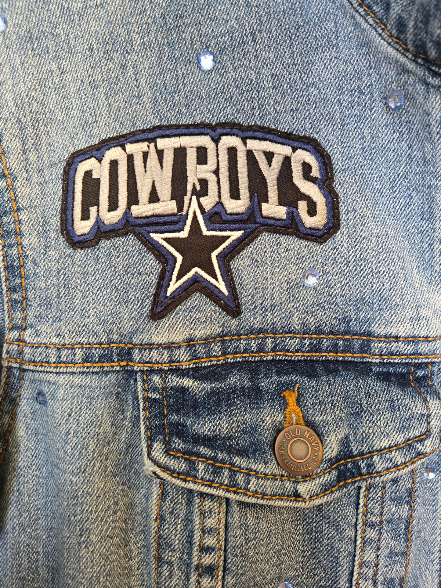 Dallas Cowboys Rhinestone Denim Jacket- Large