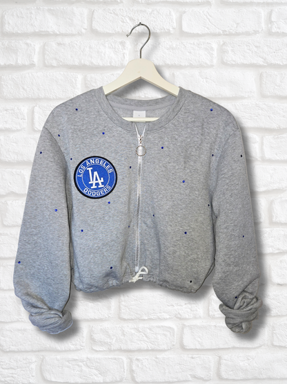 Los Angeles Dodgers Crop Zip-Up Sweatshirt - Large