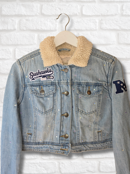 Seattle Seahawks Sherpa Lined Crop Denim Jacket