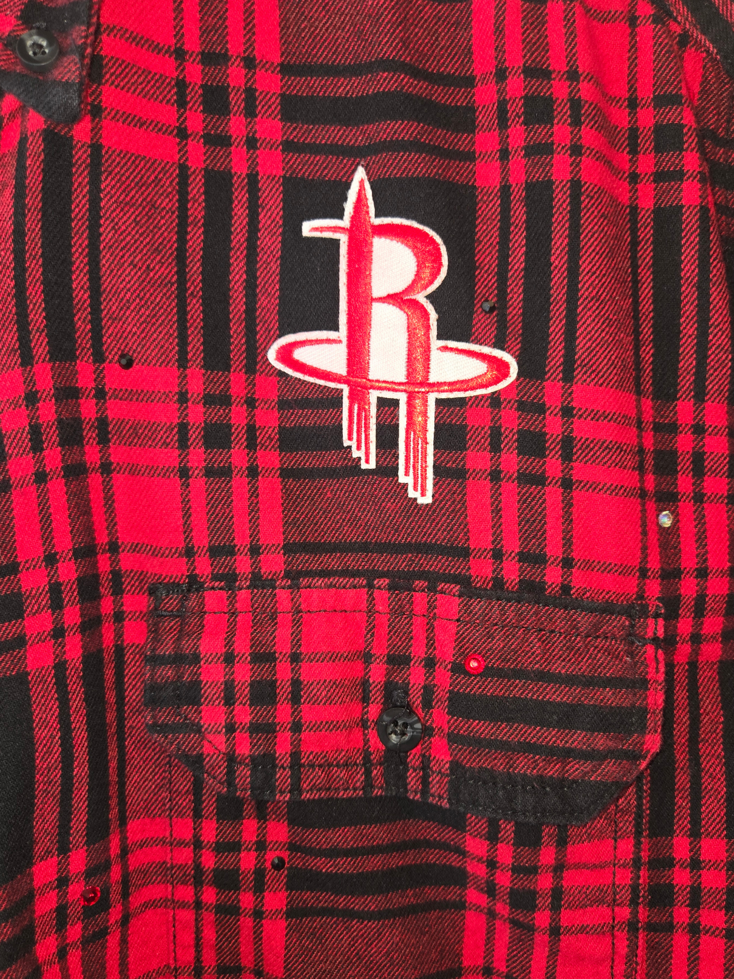 Houston Rockets Rhinestone Crop Flannel - Medium