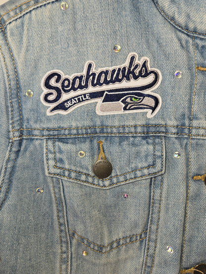Seattle Seahawks Sherpa Lined Crop Denim Jacket