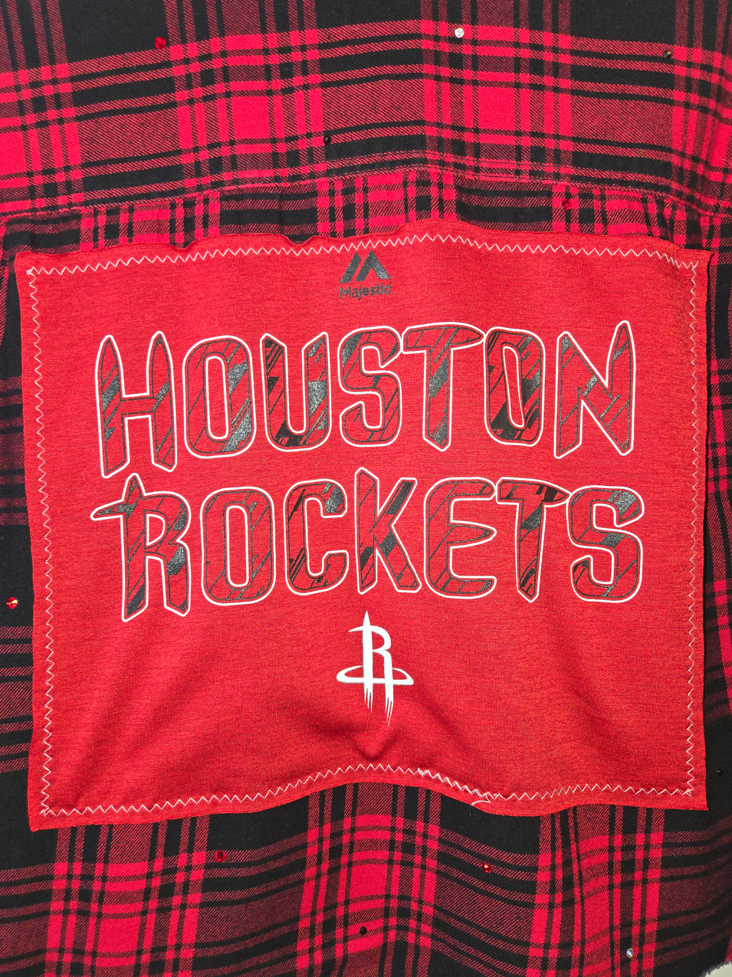 Houston Rockets Rhinestone Crop Flannel - Medium