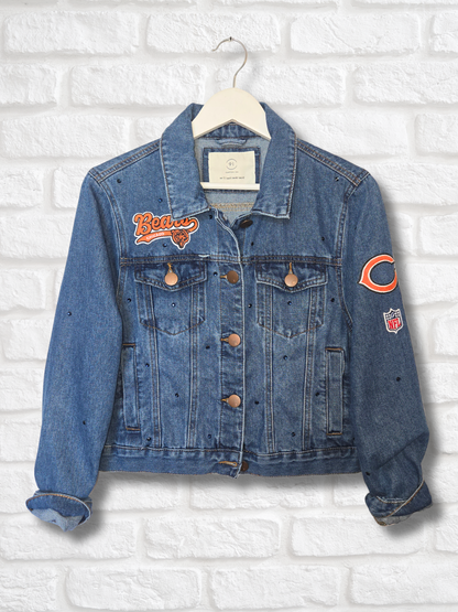Chicago Bears Crop Denim Jacket- Medium