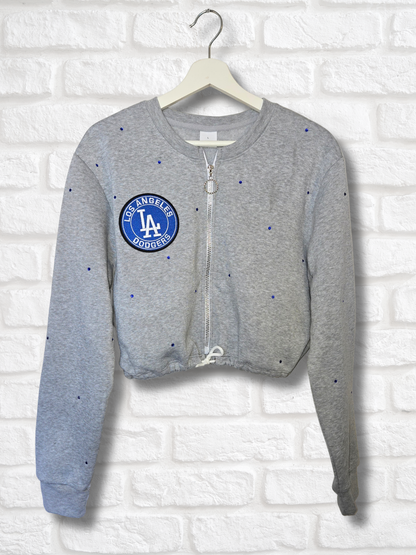 Los Angeles Dodgers Crop Zip-Up Sweatshirt - Large