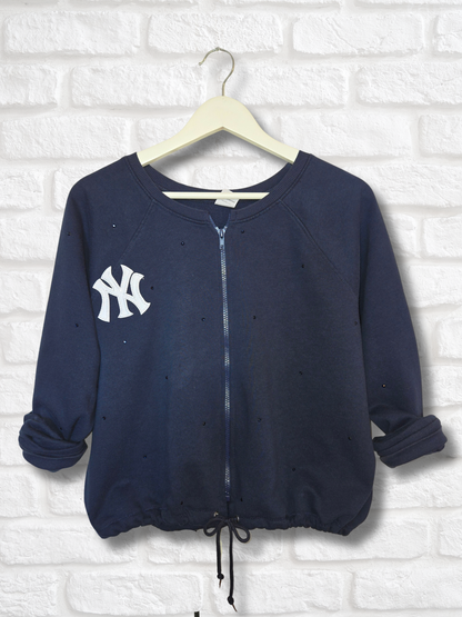 New York Yankees Crop Zip-Up Sweatshirt