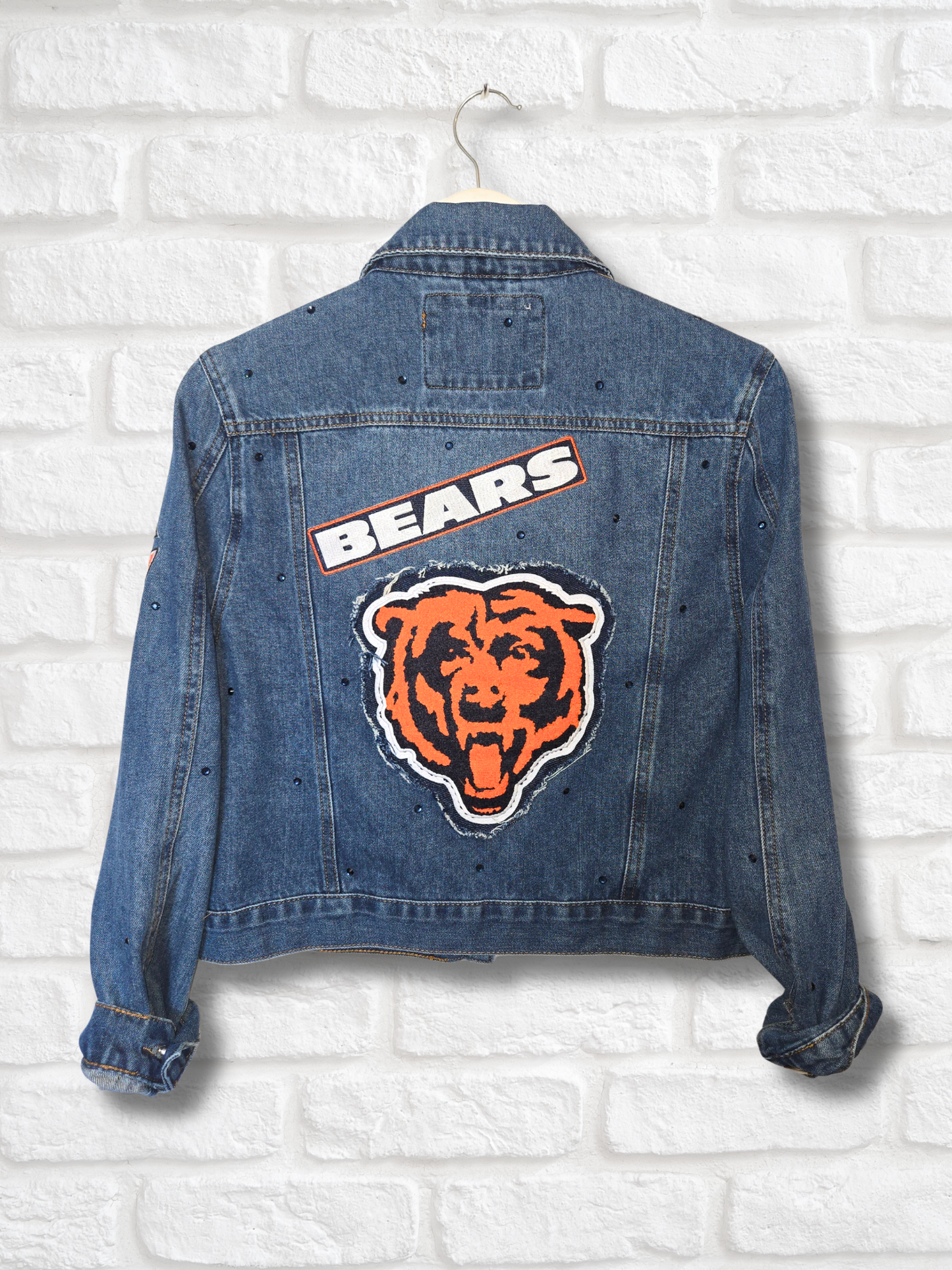 Chicago Bears Crop Denim Jacket- Medium