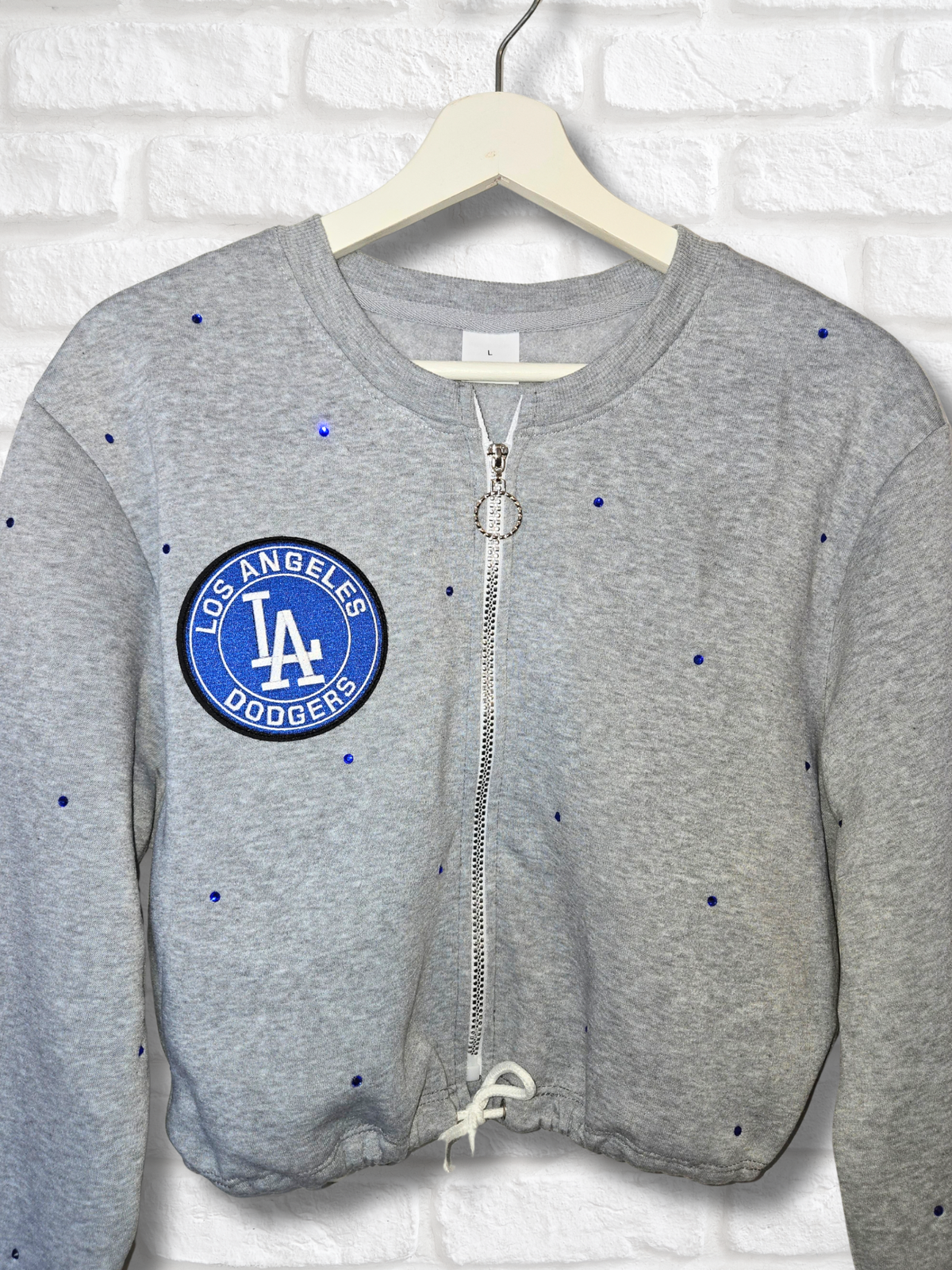 Los Angeles Dodgers Crop Zip-Up Sweatshirt - Large