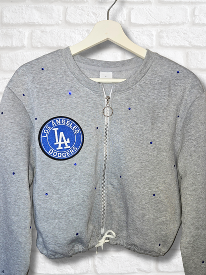 Los Angeles Dodgers Crop Zip-Up Sweatshirt - Large