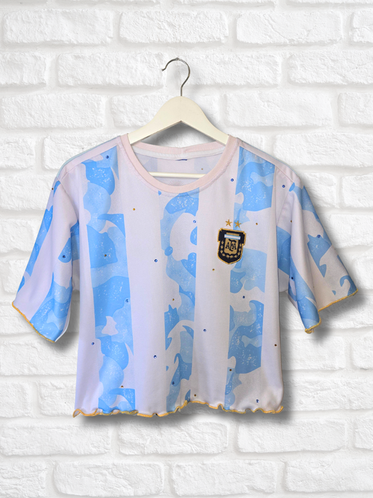 Team Argentina Ruffle Crop Top- Large