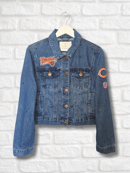 Chicago Bears Crop Denim Jacket- Medium