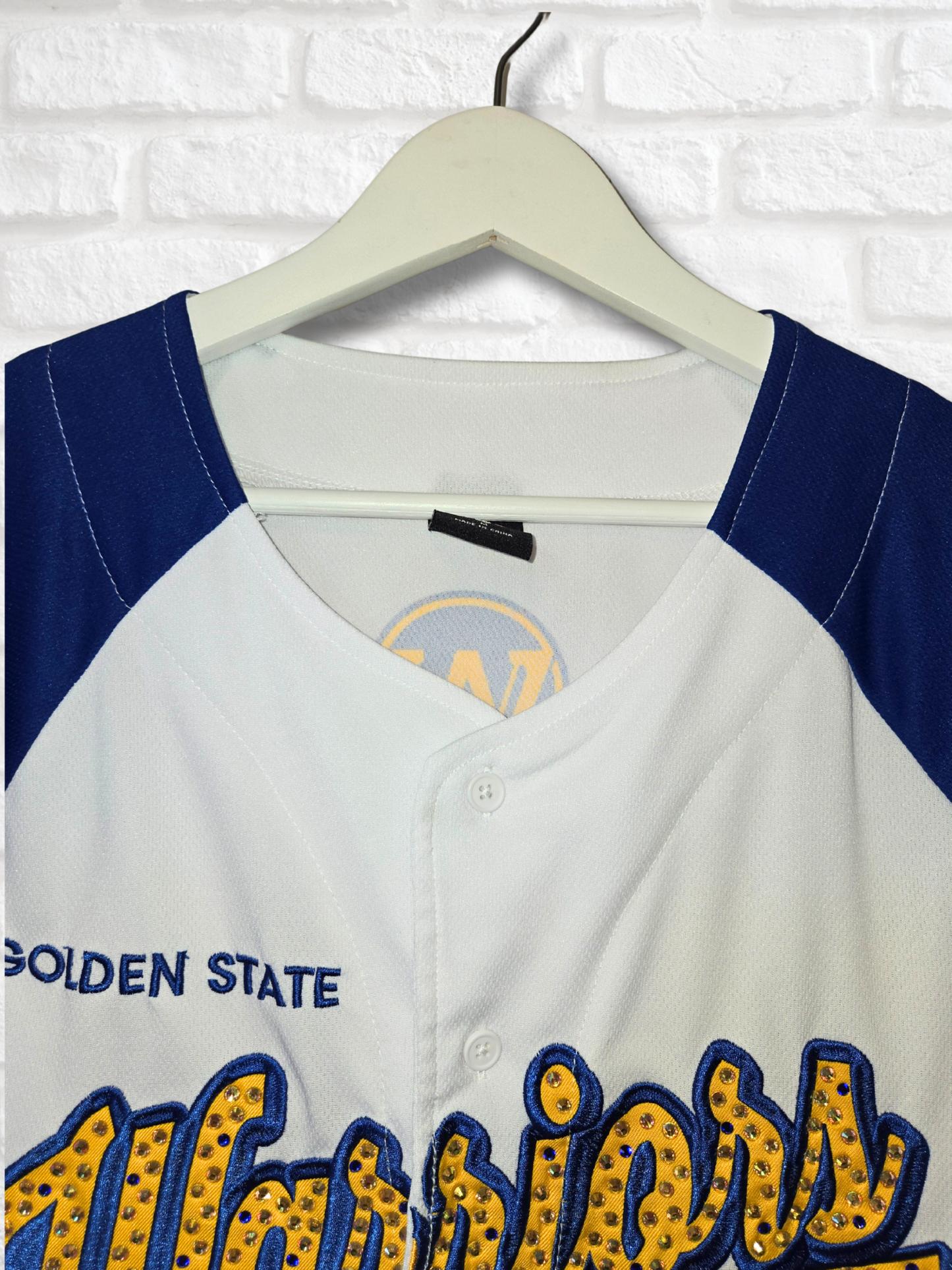 Golden State Warriors Crop Rhinestone Jersey