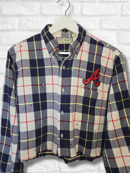 Atlanta Braves Rhinestone Crop Flannel - Medium