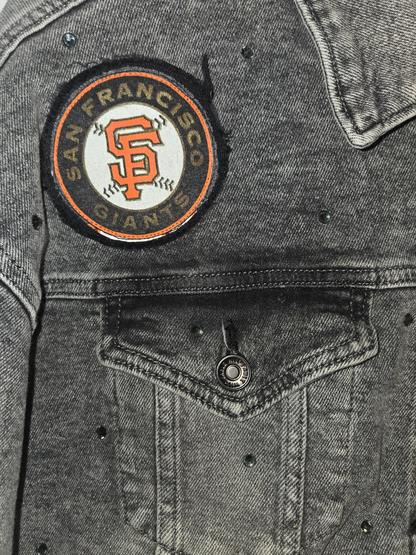 San Francisco Giants Crop Rhinestone Denim Jacket