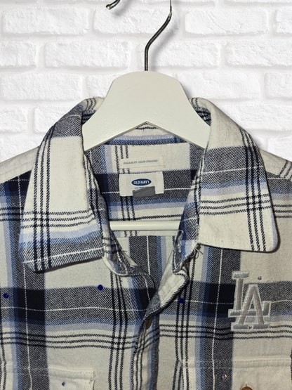 Los Angeles Dodgers Rhinestone Crop Flannel - Small