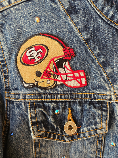 San Francisco 49ers Crop Denim Jacket